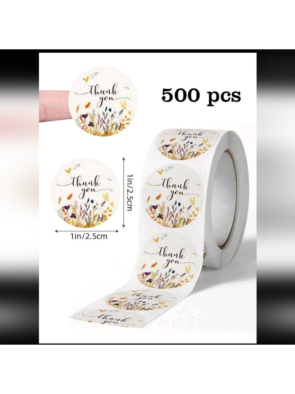 500 Floral Stickers  Thank  You Stickers Perfect For Sellers